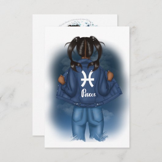 Afrikanische Amerikanische Fiszen Zodiac Sign Birt Einladung (Vorne/Hinten)