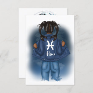 Afrikanische Amerikanische Fiszen Zodiac Sign Birt Einladung