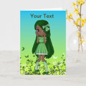 Afrikanische amerikanische Gruß-Karte Damen-Lime Karte (Gelbe Blume)