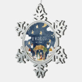 Afrikanische Amerikanische Krippe Weihnachten Schneeflocken Zinn-Ornament (Rechts)