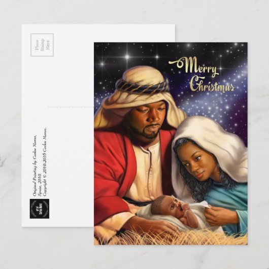 Afrikanische amerikanische Krippe Weihnachtskarten Feiertagspostkarte (Vorne/Hinten)