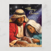 Afrikanische amerikanische Krippe Weihnachtskarten Feiertagspostkarte (Vorderseite)