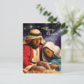 Afrikanische amerikanische Krippe Weihnachtskarten Feiertagspostkarte (Stehend Vorderseite)