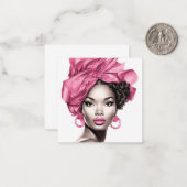 Afrikanische amerikanische Lady mit rosa Highlight Mitteilungskarte (Vorderseite/Rückseite Beispiel)