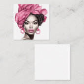 Afrikanische amerikanische Lady mit rosa Highlight Mitteilungskarte (Vorne/Hinten)