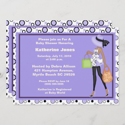 Afrikanische amerikanische Mama als Kinderduschein Einladung (Vorne/Hinten)