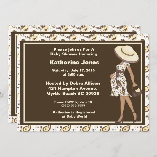 Afrikanische amerikanische Mama als Kinderduschein Einladung (Vorne/Hinten)