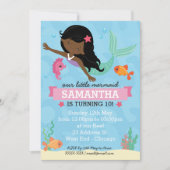 Afrikanische Amerikanische Mermaid Birthday Party Einladung (Vorderseite)