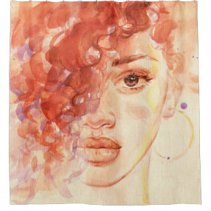Afrikanische amerikanische Mode, Aquarellbilder. Duschvorhang