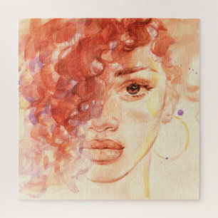 Afrikanische amerikanische Mode, Aquarellbilder. Puzzle
