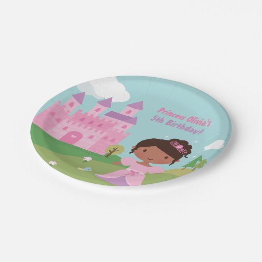 Afrikanische amerikanische Prinzessin Birthday Pappteller (Schrägansicht)