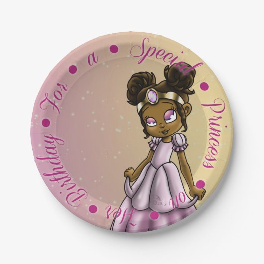 Afrikanische Amerikanische Prinzessin Birthday Pappteller (Vorderseite)
