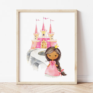 Afrikanische Amerikanische Prinzessin, Burg, Girl- Fotodruck