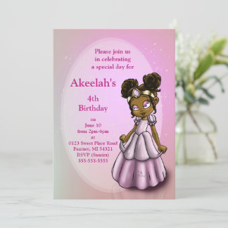 Afrikanische Amerikanische Prinzessin Lila Geburts Einladung