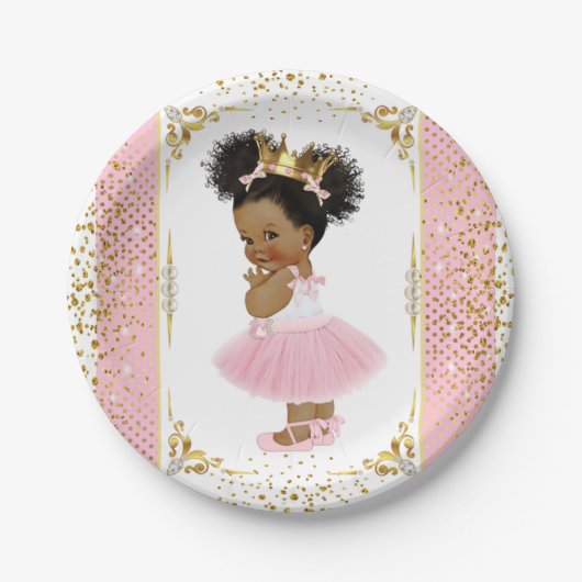 Afrikanische amerikanische Prinzessin Party Plate Pappteller (Vorderseite)