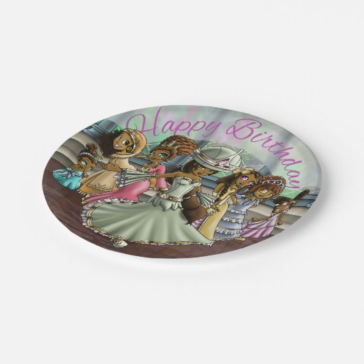 Afrikanische Amerikanische Prinzessinnen zum Gebur Pappteller (Schrägansicht)