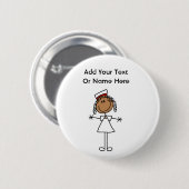 Afrikanische amerikanische Strichmännchen-T - Button (Vorne & Hinten)