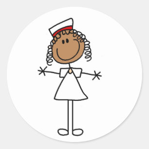 Afrikanische amerikanische Strichmännchen-T-Shirt Runder Aufkleber