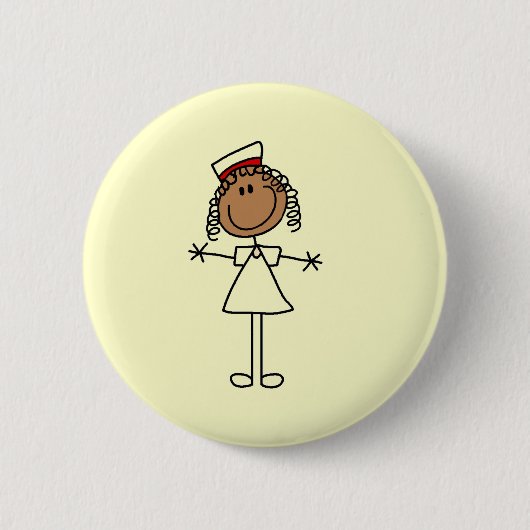 Afrikanische amerikanische Strichmännchen-T-Shirts Button (Vorderseite)