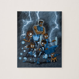 Afrikanische amerikanische Superhero-Familie Puzzle