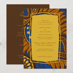 Afrikanische Ankara Blue Floral Wedding Einladung