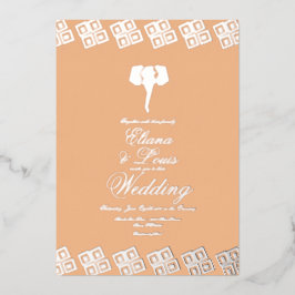 Afrikanische Ankara Elephant Wedding gepresst Folieneinladung