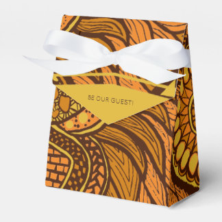 Afrikanische Ankara Orange Brown Gold Floral Geschenkschachtel