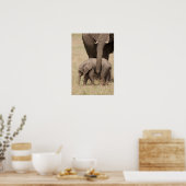 Afrikanische Baby Elephant mit Mutter Poster (Küche)