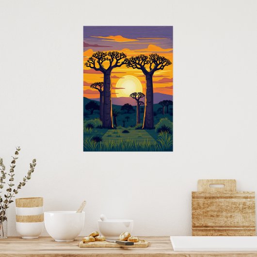 Afrikanische Baobab-Bäume Poster (Küche)
