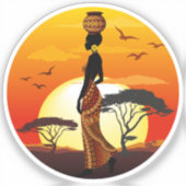Afrikanische Beautiful Woman Silhouette über afrik Aufkleber (Vorderseite)