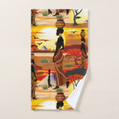 Afrikanische Beautiful Woman Silhouette über afrik Badhandtuch Set (Handtuch)