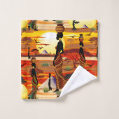 Afrikanische Beautiful Woman Silhouette über afrik Badhandtuch Set (Waschlappen)