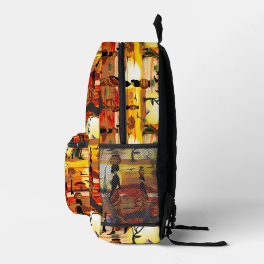 Afrikanische Beautiful Woman Silhouette über afrik Bedruckter Rucksack (Rechts)