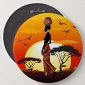Afrikanische Beautiful Woman Silhouette über afrik Button (Vorne & Hinten)