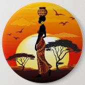 Afrikanische Beautiful Woman Silhouette über afrik Button (Vorderseite)
