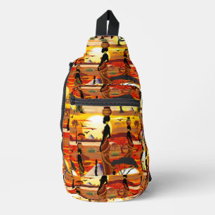 Afrikanische Beautiful Woman Silhouette über afrik Crossbody Bag
