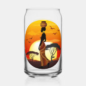 Afrikanische Beautiful Woman Silhouette über afrik Dosenglas (Rückseite)