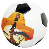 Afrikanische Beautiful Woman Silhouette über afrik Fußball (Dreiviertel)