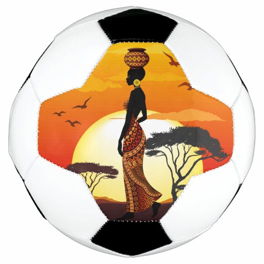 Afrikanische Beautiful Woman Silhouette über afrik Fußball (Vorderseite)