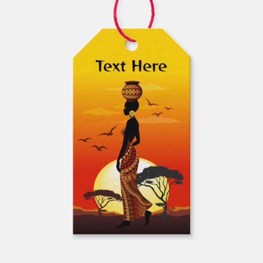 Afrikanische Beautiful Woman Silhouette über afrik Geschenkanhänger (Vorderseite)