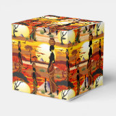 Afrikanische Beautiful Woman Silhouette über afrik Geschenkschachtel (Rückseite)