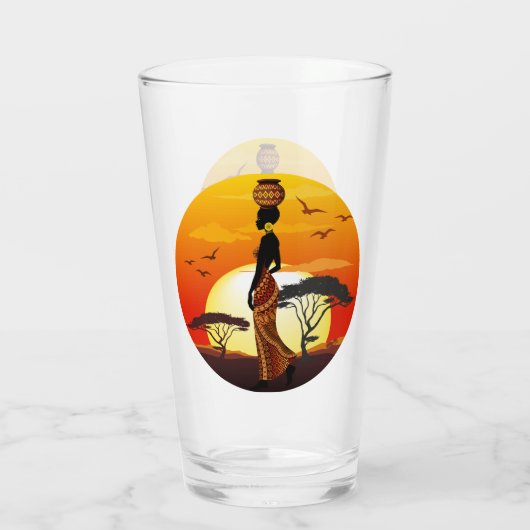 Afrikanische Beautiful Woman Silhouette über afrik Glas (Rückseite)