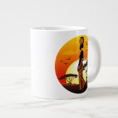 Afrikanische Beautiful Woman Silhouette über afrik Jumbo-Tasse (Vorderseite Rechts)