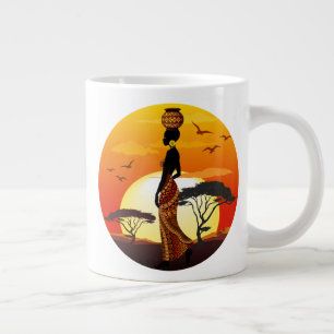 Afrikanische Beautiful Woman Silhouette über afrik Jumbo-Tasse