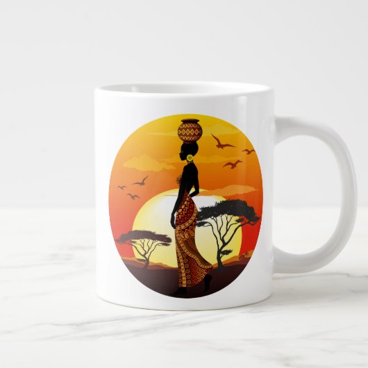 Afrikanische Beautiful Woman Silhouette über afrik Jumbo-Tasse (Rechts)