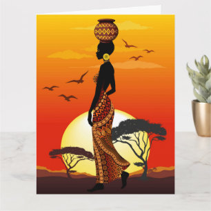 Afrikanische Beautiful Woman Silhouette über afrik Karte