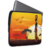 Afrikanische Beautiful Woman Silhouette über afrik Laptopschutzhülle (Vorne Rechts)