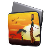 Afrikanische Beautiful Woman Silhouette über afrik Laptopschutzhülle (Vorderseite Links)