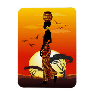 Afrikanische Beautiful Woman Silhouette über afrik Magnet