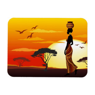 Afrikanische Beautiful Woman Silhouette über afrik Magnet